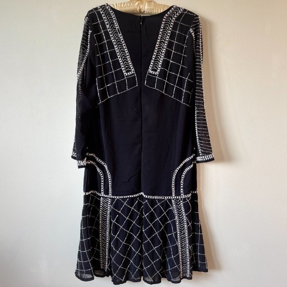 Embroidered Dropped Waist Dress - Picture 2 of 5